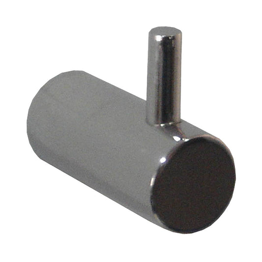 Metallic cylindrical object with a shiny surface on a white background
