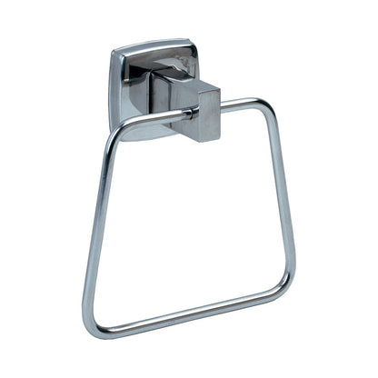 Chrome towel ring on a white background