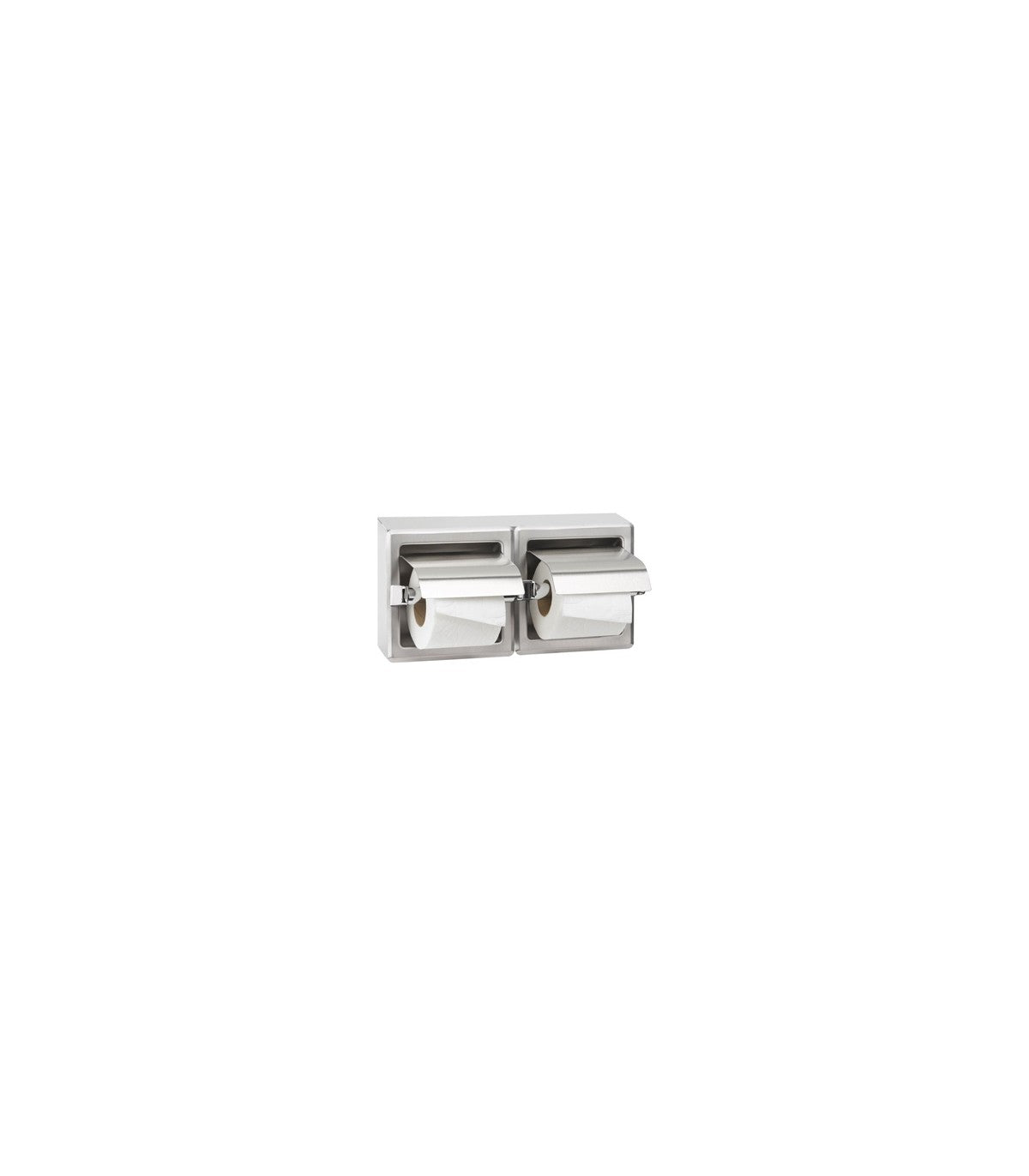Double toilet paper holder with cover Satin