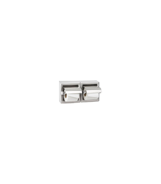 Double toilet paper holder with cover Satin