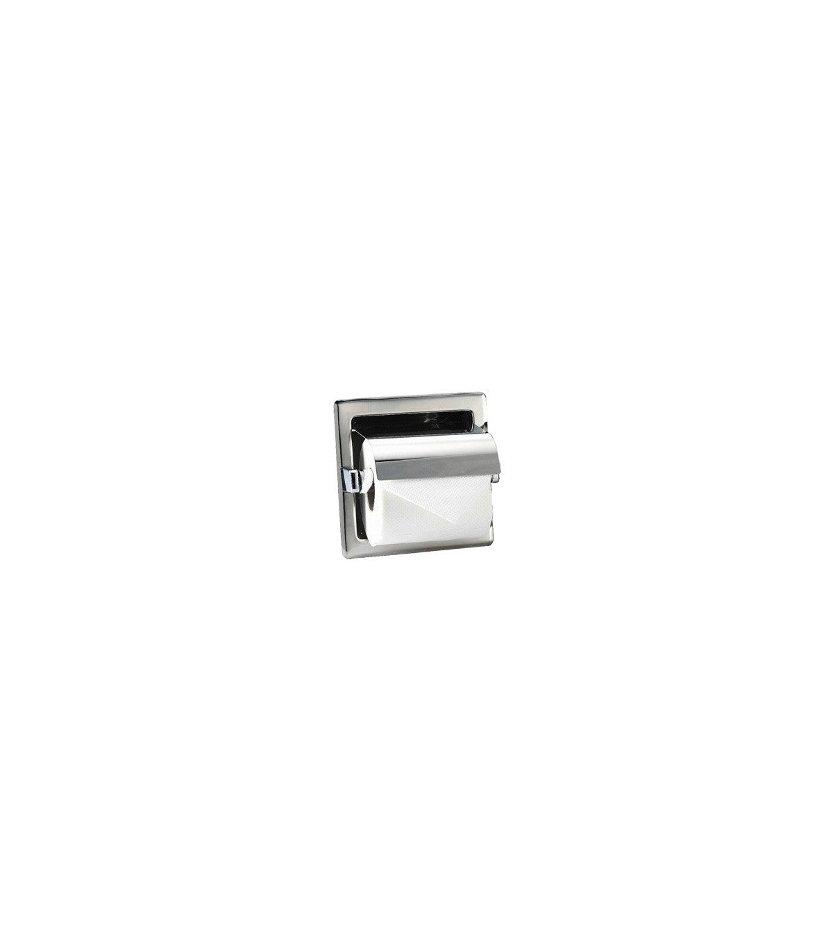 Toilet paper holder with cover recessed Satin