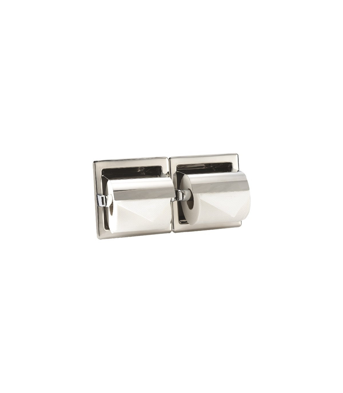 Double toilet paper holder with cover recessed Bright