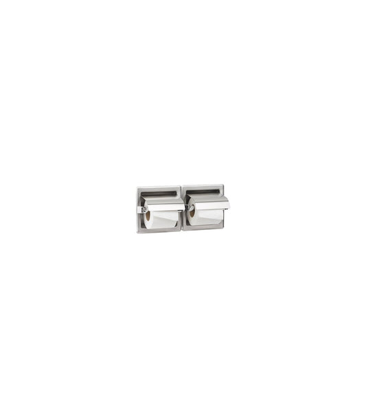 Double toilet paper holder with cover recessed Satin