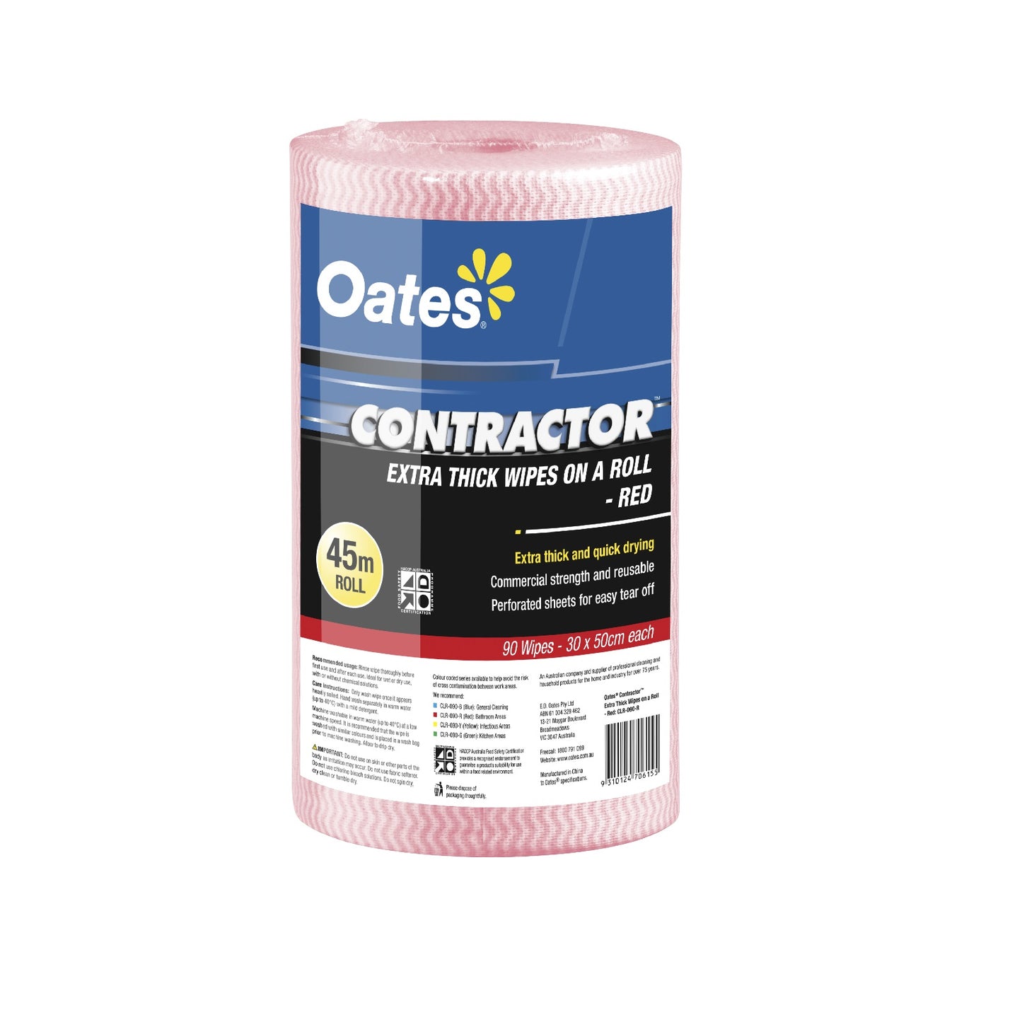 Contractor Extra Thick Wipes on a Roll, Red