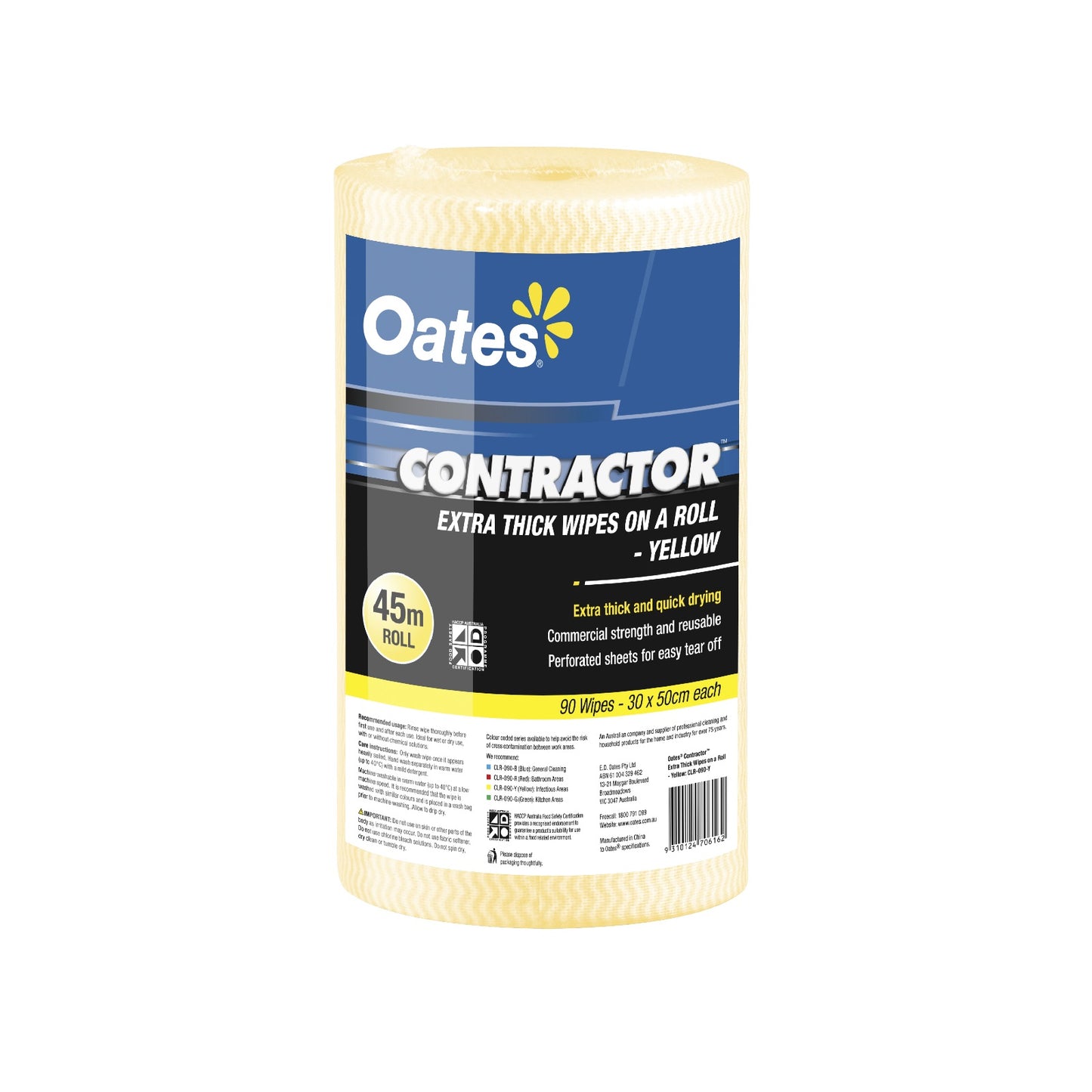 Contractor Extra Thick Wipes on a Roll, Yellow