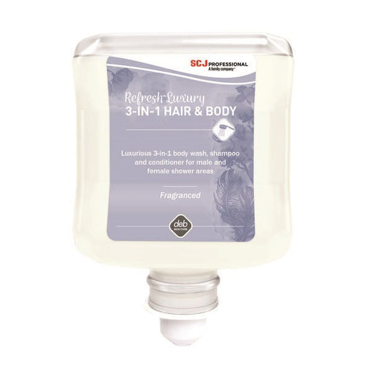 Refresh Luxurious 3-in-1 Body Wash, Shampoo and Conditioner, 1L Cartridge