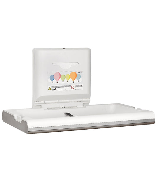 Horizontal Baby Changing Bed Station, Polypropylene White + Stainless Steel Satin 860x100closed/570openx480mm (CP0016HCS-ASTM)