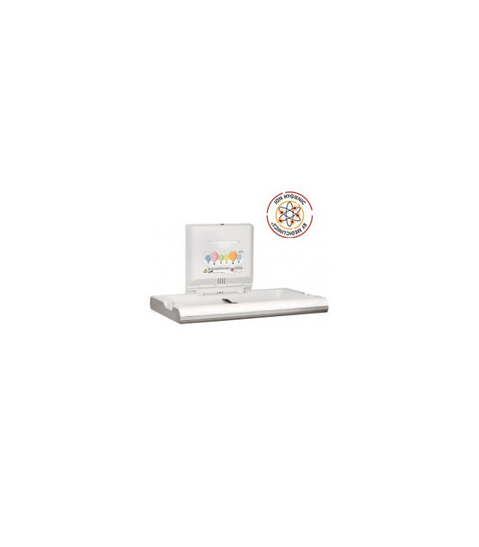 Horizontal Baby Changing Bed Station with Ionizer, Polypropylene White + Stainless Steel Satin 860x100closed/570openx480mm (CP0016HCS-I-ASTM)