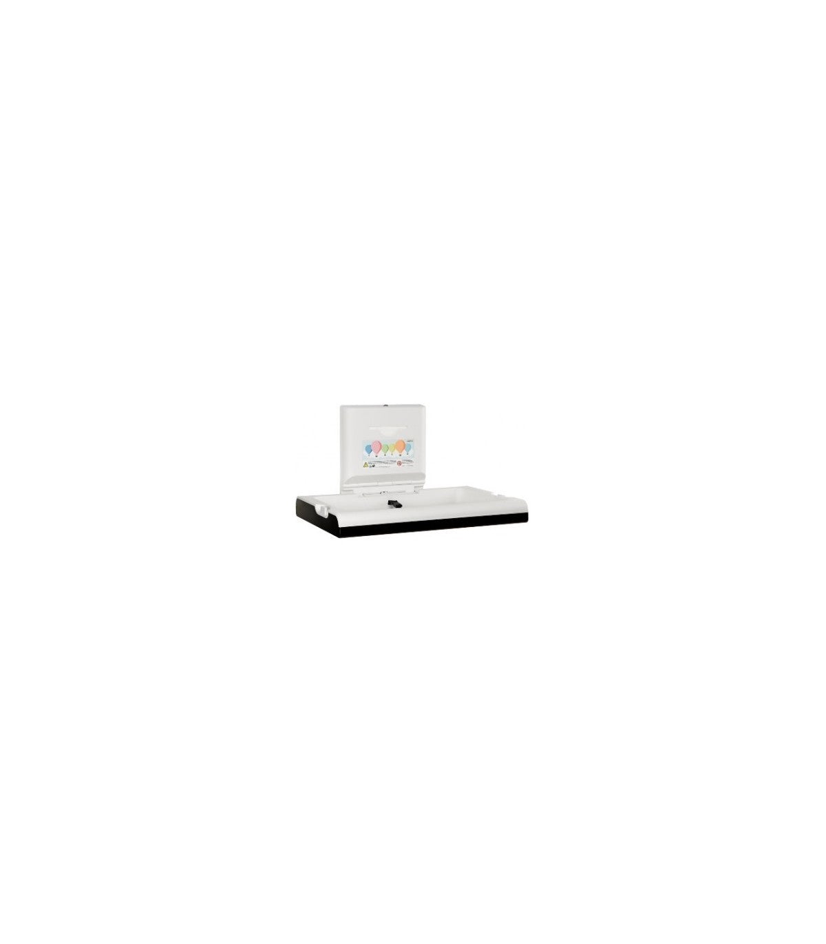 Horizontal Baby Changing Bed Station, Polypropylene White + Stainless Steel Black 860x100closed/570openx480mm (CP0016HCSB-ASTM)