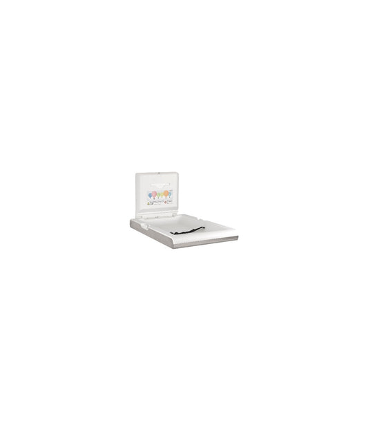 Vertical Baby Changing Bed Station, Polypropylene White + Stainless Steel Satin 480x100closed/875openx565mm (CP0016VCS-ASTM)