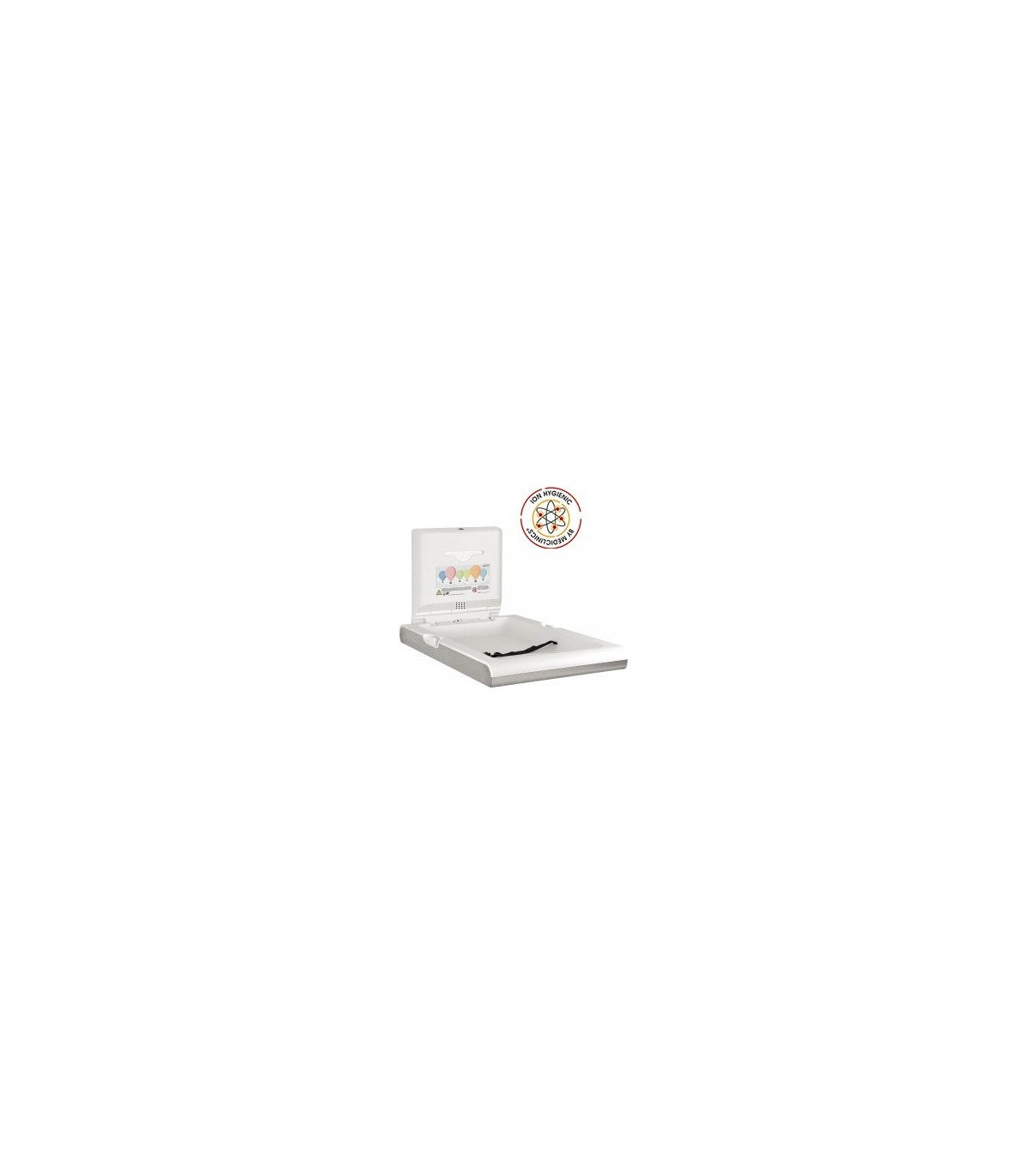 Vertical Baby Changing Bed Station with Ionizer, Polypropylene White + Stainless Steel Satin 480x100closed/875openx565mm (CP0016VCS-I-ASTM)