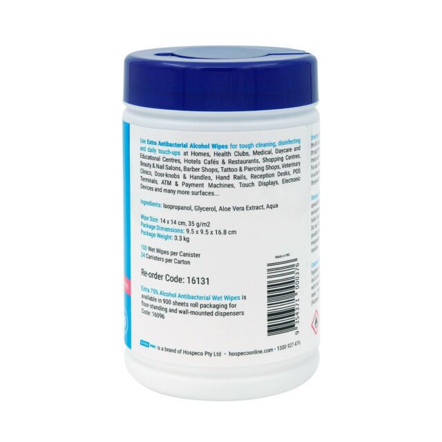 Extra Antibacterial 75% Alcohol Wet Wipes Tub, 100 Wipes