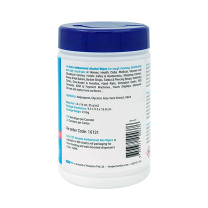 Extra Antibacterial 75% Alcohol Wet Wipes Tub, 100 Wipes