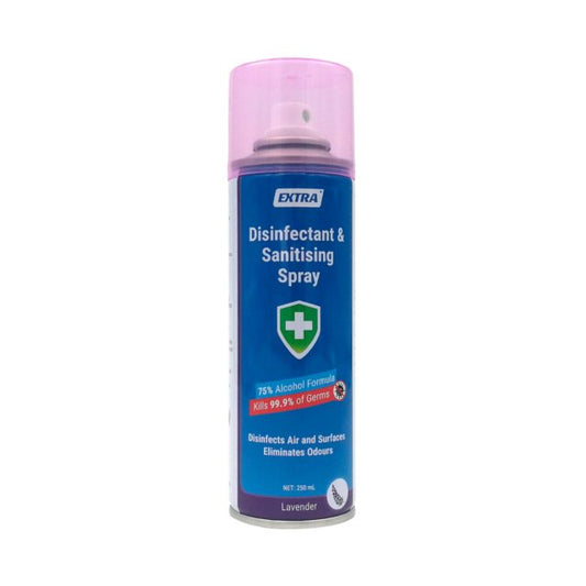 Extra Disinfectant and Sanitising Spray, 75% Alcohol, Lavender, 250 mL