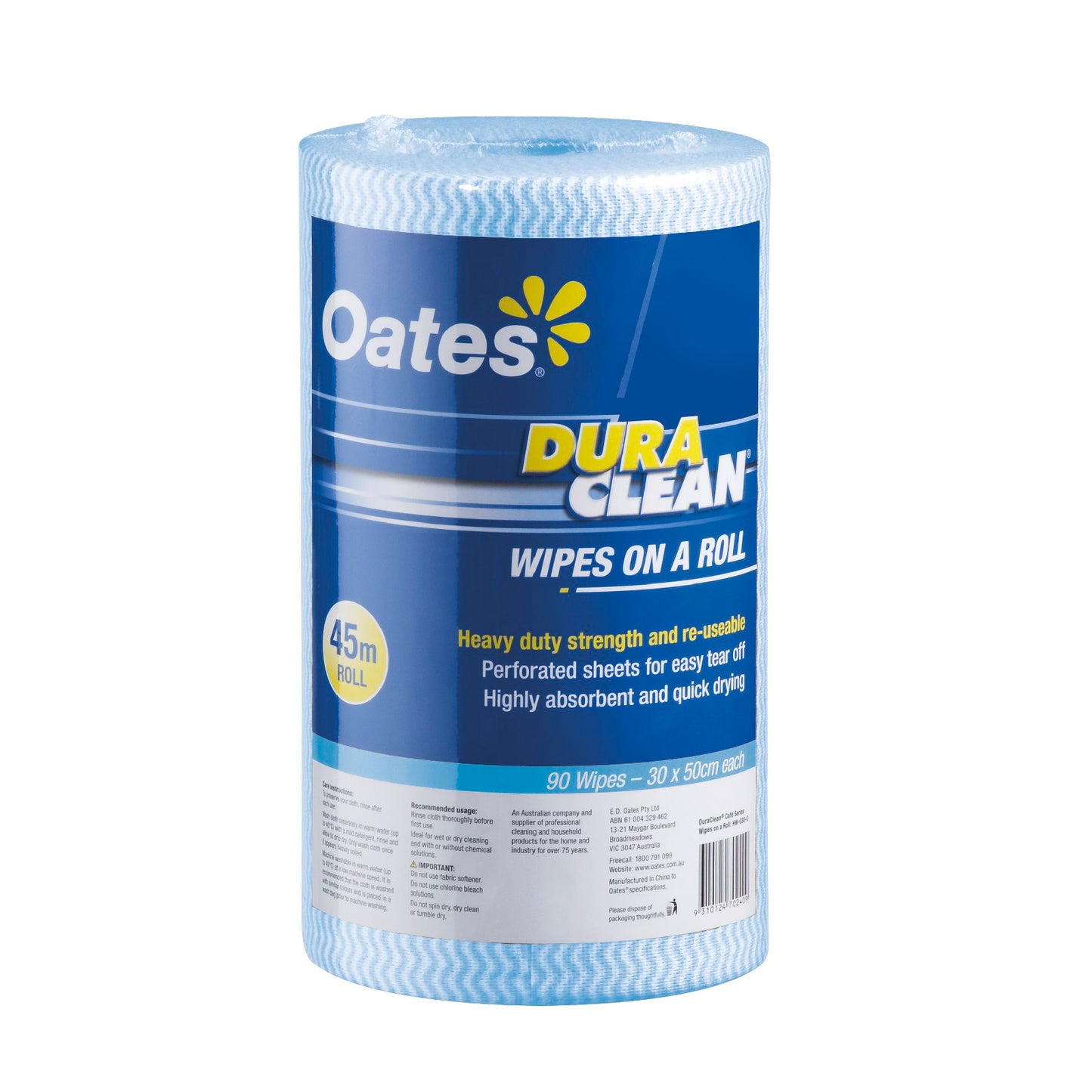 DuraClean Wipes on a Roll, Blue