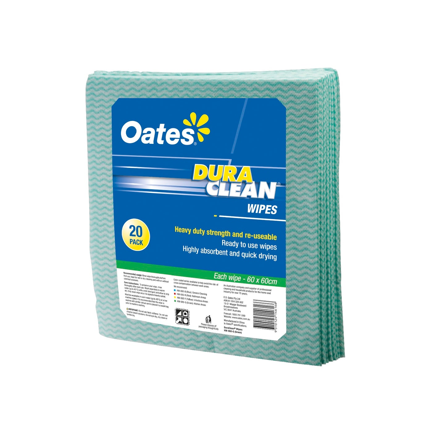 Durawipe Sheets, Green, 20pk