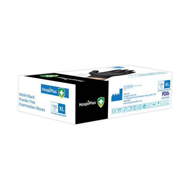 HospiPlus Black Nitrile Powder-Free Gloves