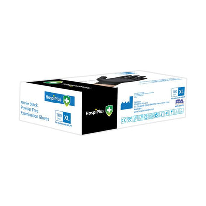 HospiPlus Black Nitrile Powder-Free Gloves