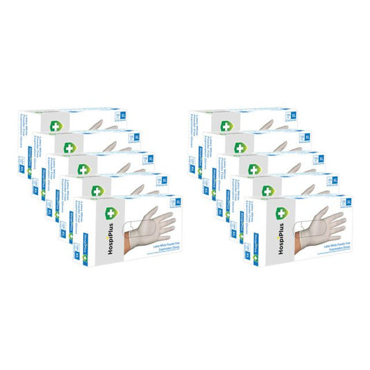 HospiPlus White Latex Powder-Free Gloves