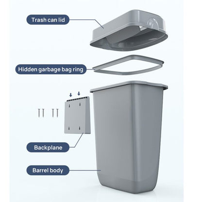 Multi Curved Trash Bin, Floor Standing or Wall Mounted, Black, 32 L