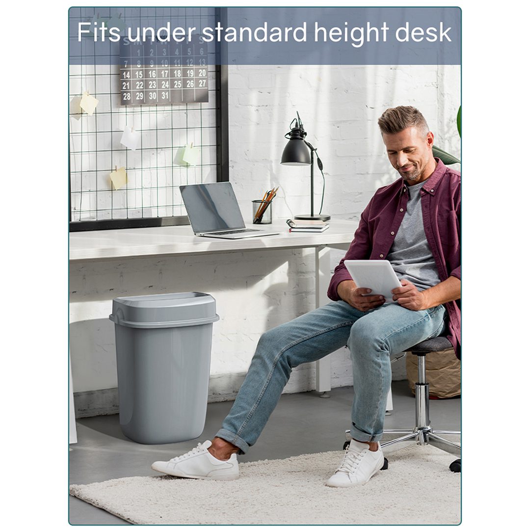 Multi Curved Trash Bin, Floor Standing or Wall Mounted, Grey, 32 L
