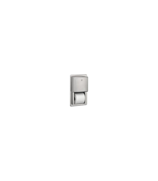 Semi-recessed toilet paper dispenser 2 rolls stainless steel satin pre700cs