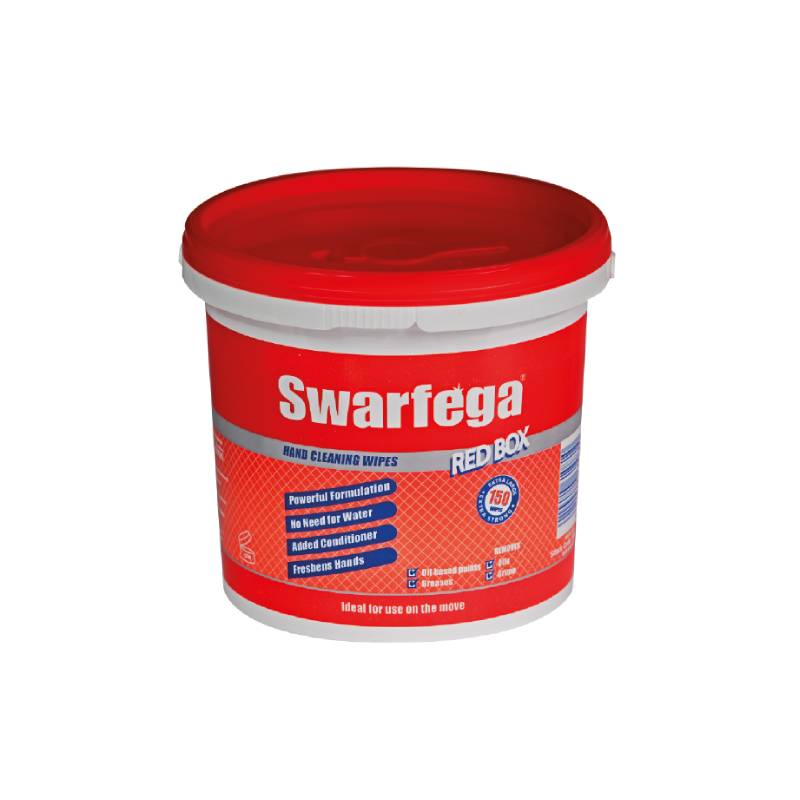 Swarfega Red Box Heavy Duty Hand Cleansing Wipes, 150 ct wipes