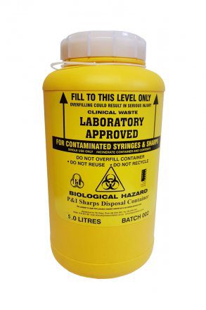 Sharps Container Laboratory Approved 5 L Non-Spill with Screw Top Lid ...