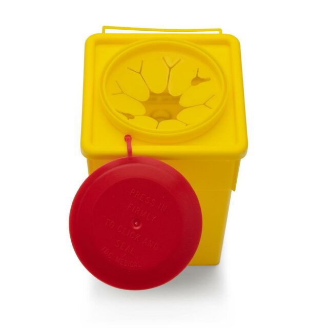 Sharps Container 2 L Non-Spill Snap on Lid