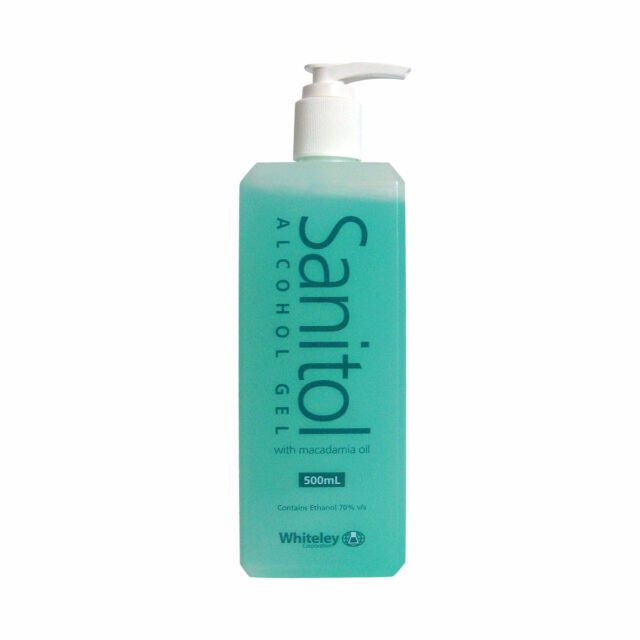 Whiteley Sanitol Antibacterial Hand Sanitiser with Macadamia Oil and 70% Ethanol, Gel Based, 500 mL