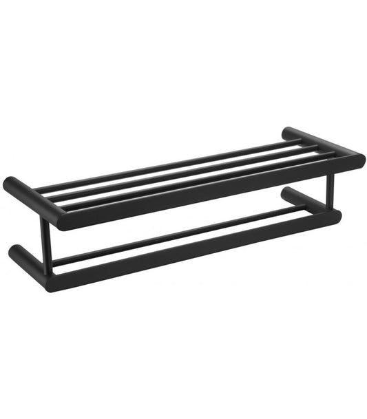 Aura Towel Shelf with Bar Black