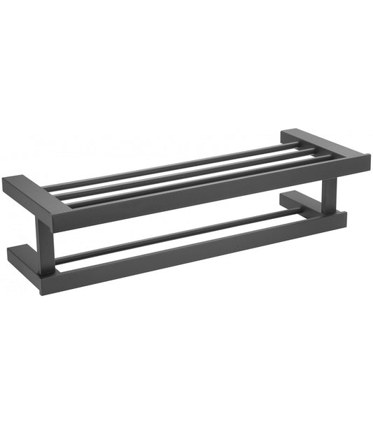 Harmonia Towel Shelf with Bar Black