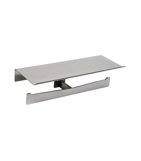 Aura Double Toilet Roll Holder with Shelf Satin