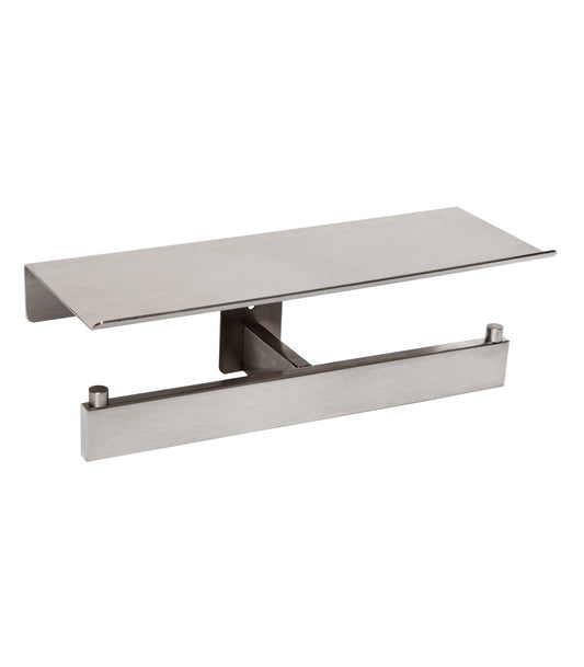 Harmonia Double Toilet Paper Holder with Shelf Satin