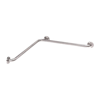 Hospeco Mediclinics L-shaped stainless steel angled grab bar for bathroom corner installation with concealed mounts.
