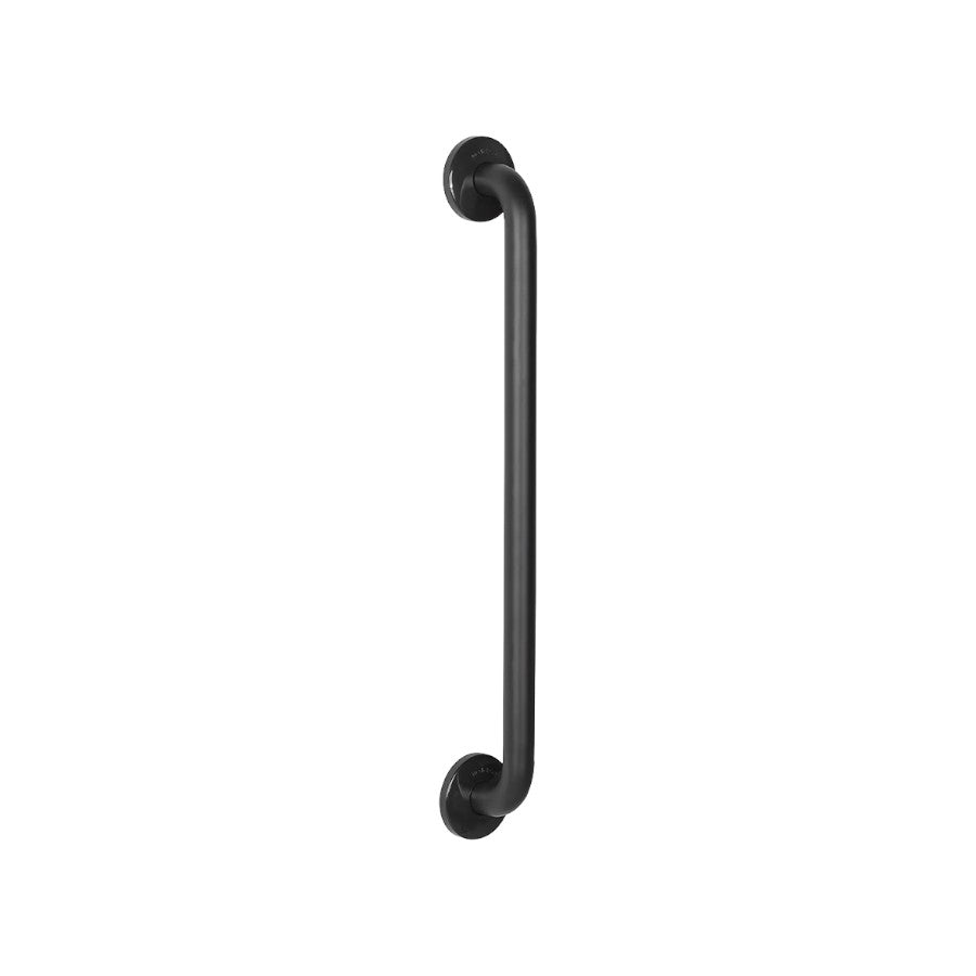 Hospeco Mediclinics 695mm straight grab bar in matte black stainless steel with concealed wall mounting brackets.