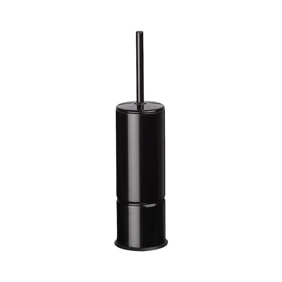 Hospeco Mediclinics black epoxy toilet brush holder with a sleek cylindrical design for modern hotel bathrooms.