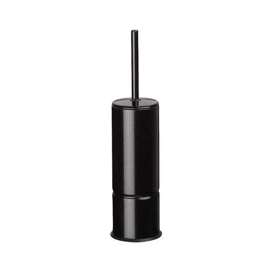 Hospeco Mediclinics black epoxy toilet brush holder with a sleek cylindrical design for modern hotel bathrooms.