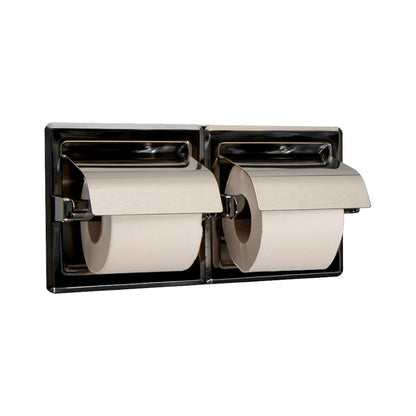 Hospeco Mediclinics double recessed stainless steel toilet paper holder with covers and satin finish
