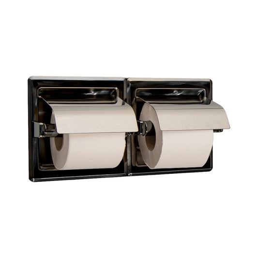 Hospeco Mediclinics double recessed stainless steel toilet paper holder with covers and satin finish