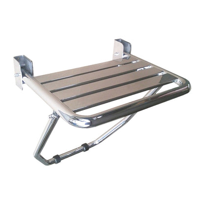 Hospeco Mediclinics stainless steel folding shower seat with floor support for accessible bathrooms