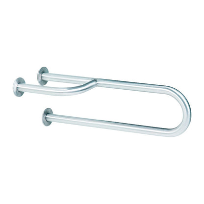 Hospeco Mediclinics right side stainless steel grab bar with three wall mounting points for bathroom safety.