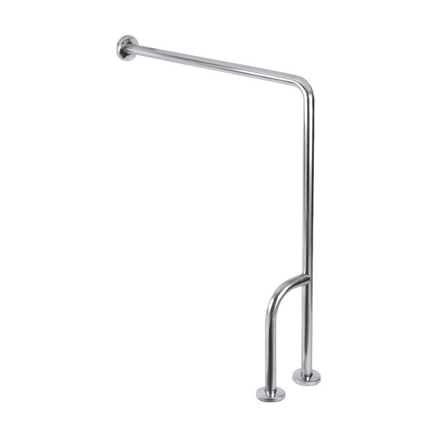 Hospeco Mediclinics L-shaped right-side stainless steel wall-floor grab bar for accessible bathrooms.