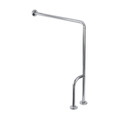 Hospeco Mediclinics L-shaped right-side stainless steel wall-floor grab bar for accessible bathrooms.