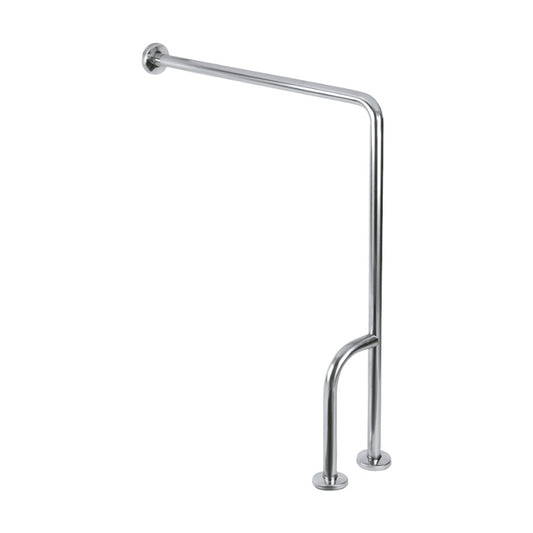 Hospeco Mediclinics L-shaped right-side stainless steel wall-floor grab bar for accessible bathrooms.