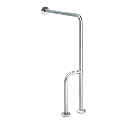 Hospeco Mediclinics right-side L-shaped stainless steel wall-floor grab bar for accessible bathrooms.