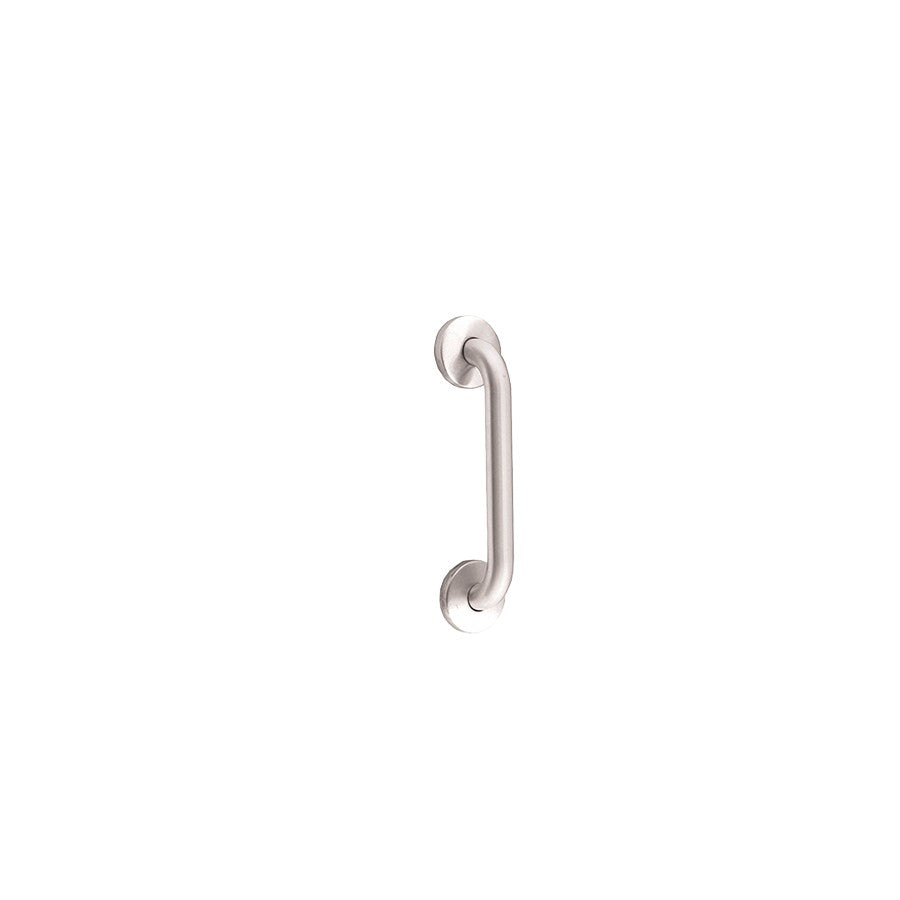 Hospeco Mediclinics 387mm straight grab bar in satin stainless steel for bathroom safety and accessibility.