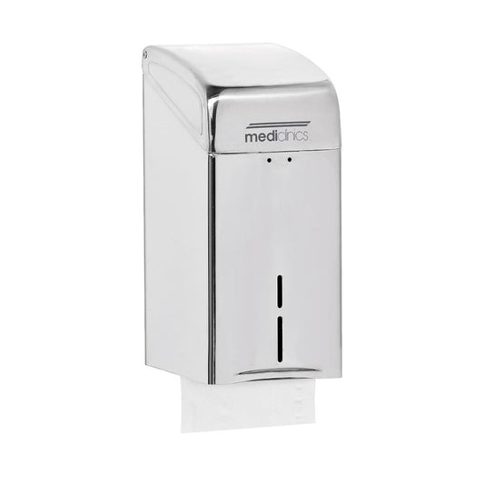 Hospeco Mediclinics wall-mounted satin stainless steel folded tissue paper dispenser with 400 sheet capacity