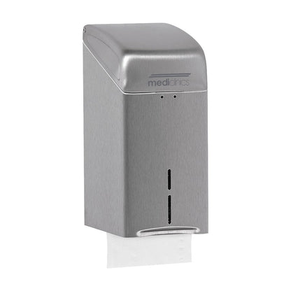 Hospeco Mediclinics wall-mounted satin stainless steel folded tissue paper dispenser with 400 sheet capacity