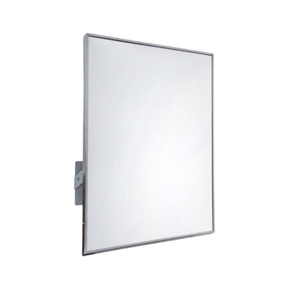 Hospeco Mediclinics tilted mirror with a durable satin stainless steel frame for accessible commercial washrooms.